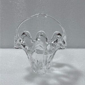 Vintage Clear Art Glass Vase Basket Candy Dish MCM